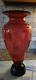 13 1989 LE #130/200 Correia Cameo Glass Sand Carved Geometric Ruby Black Vase