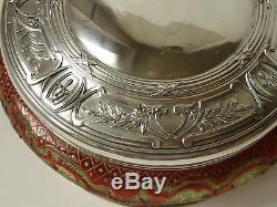 1900's Baccarat cameo crystal box with Puiforcat 950 solid silver for Russia