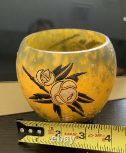 1920's French Art Deco Andre Delatte Nancy Cameo Glass Brilliant 4 x 4 vase