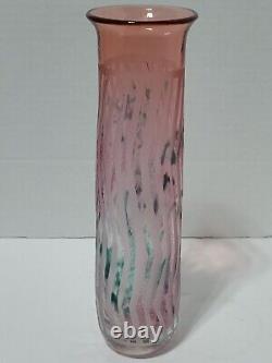 1990 Judith Via Wolff Studio Art Glass Cameo Cut Flower Glass Vase Rochester Ny