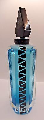 1995 Limited Ed Correia Cameo Carved Glass Perfume Bottle Art Deco Faceted 8.75