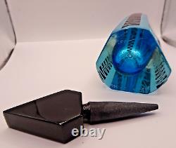 1995 Limited Ed Correia Cameo Carved Glass Perfume Bottle Art Deco Faceted 8.75