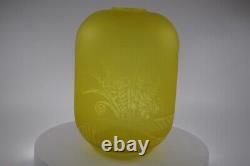 1995 Signed Kelsey Murphy Pilgrim Cameo Glass Yellow Vase Fern Butterflies
