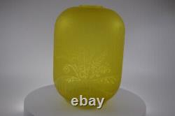1995 Signed Kelsey Murphy Pilgrim Cameo Glass Yellow Vase Fern Butterflies