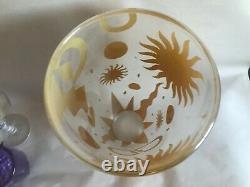 1998 Steven Correia Large Art Glass Vase Cosmos Moon Stars Cameo Carved Signed