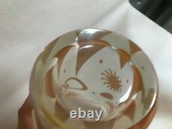 1998 Steven Correia Large Art Glass Vase Cosmos Moon Stars Cameo Carved Signed