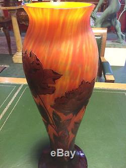 19.5 Tall Rare Loetz Cameo Glass Vase