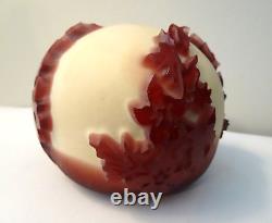 2001 Kelsey Pilgrim Glass Cameo Thick Sand Carved Climbing Clematis Paperweight