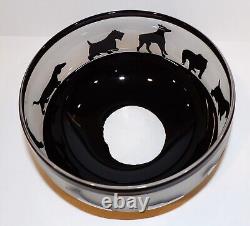 2007 Signed Steven Correia Art Glass Cameo Dogs #99/500 Limited Edition 7 Bowl