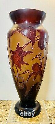 2pc Emile GALLE Signed Vase & Bowl MATCHING SET Art Nouveau CAMEO GLASS RARE