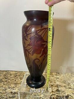 2pc Emile GALLE Signed Vase & Bowl MATCHING SET Art Nouveau CAMEO GLASS RARE