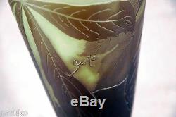 34 Signed Galle Acid Etched Cameo Vase / Lamp Guaranteed Authentic