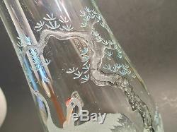 4.75lbs antique chinese art glass vase crane peking carved vtg cameo bird bonsai