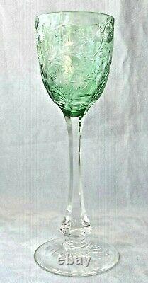 6 Available 1 Vintage 8 5/8 Tall Webb Corbett Cameo Glass Intaglio Green Wine