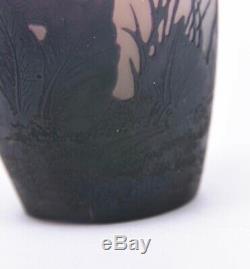 6 French Cameo Art Glass Vase Floral Overlay Signed Arsall