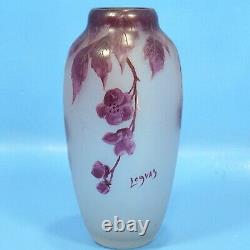 8 Antique Enameled Legras Cameo Frosted Art Glass VASE Signed c1930s France