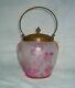 ANTIQUE 1890s BACCARAT CRANBERRY CARVED CAMEO GLASS BISCUIT BARREL JAR