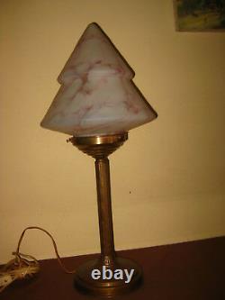 ANTIQUE ART DECO CAMEO ART GLASS PASTE PATE DE VERRE DESK TABLE LIGHT LAMP 1930s