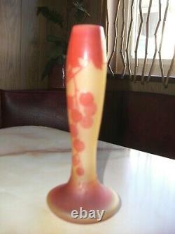 ANTIQUE FRENCH CAMEO ART GLASS VASE BY D'ARGENTAL NANCY 1920's RARE
