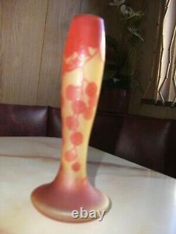 ANTIQUE FRENCH CAMEO ART GLASS VASE BY D'ARGENTAL NANCY 1920's RARE