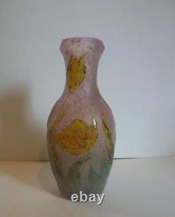 A. DELATTE Nancy France CAMEO Art Glass 10 Vase, c. 1920