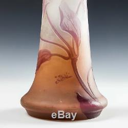 A Galle Three Colour Cameo Clematis Vase c1908