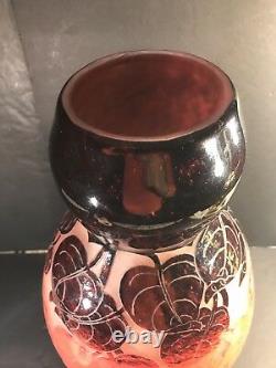 A Large Art Deco Acid Etched Cameo Glass Vase, Signed Degue, France Circa 1930