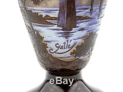An Early 20th Century Signed Galle Glass Cameo Landscape Vase