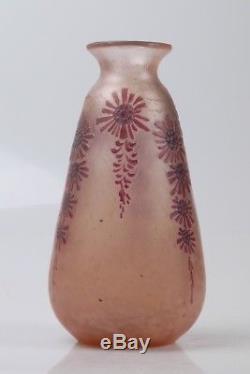 Ancien Vase Legras Rubis Degagé A L'acide Art Deco Old Ruby Cameo Glass