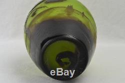 Andre Delatte 1920's French Cameo Scenic Vase in Brown and Green