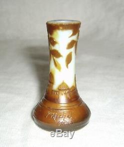 Antique 1920-30 Art Deco J. Michel Paris Signed Rare Miniature Cameo Glass Vase
