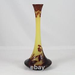 Antique Acid Etched Emile Galle Cameo Art Glass Vase 1920's