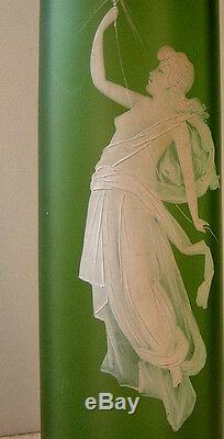 Antique Art Glass Vase Lady Cameo Enameled Art Nouveau Webb John Northwood