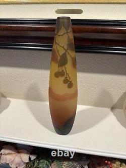 Antique Art Nouveau George Raspiller Cameo Glass Landscape Vase