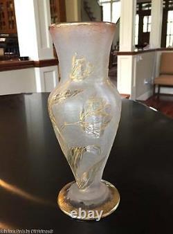 Antique Art Nouveau ST. DENIS French Cameo Glass TULIP Vase Legras Mt. Joye