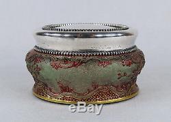 Antique Baccarat Eglantier Pattern Cranberry Cameo Glass Dresser Jar Box