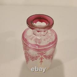 Antique Baccarat style Val St Lambert PINK cameo glass perfume bottle c 1900