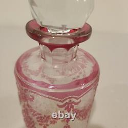 Antique Baccarat style Val St Lambert PINK cameo glass perfume bottle c 1900