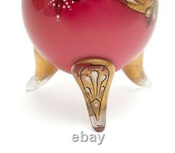 Antique Bohemian Art Glass Vase with Enamel Classical Cameo Portrait c1880