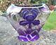 Antique Bohemian Moser Art Nouveau Intaglio Cameo Glass Vase Iris Model Dona