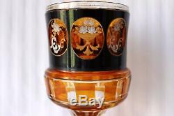 Antique Bohemian Moser Enamel Gold Cameo Panels Goblet 19th century
