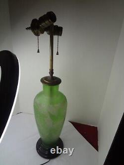 Antique CMS KRASNO (S. Reich) 1930's ACID-CUT CAMEO Glass SIGNED LAMP