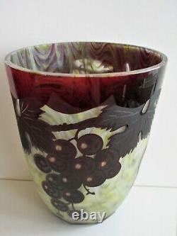 Antique CMS KRASNO (S. Reich) Bohemian ART DECO 1930's CAMEO Glass Vase Signed