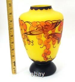 Antique C 1925 Loetz Satin Cameo Art Glass Cabinet Vase Signed Richard 9.75