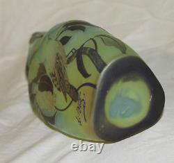 Antique Cameo Art Glass DeVez Vase with Bird Design
