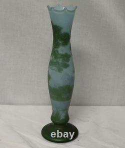 Antique Cameo DeVez Art Glass Floral Theme Vase