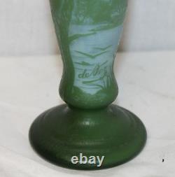 Antique Cameo DeVez Art Glass Floral Theme Vase