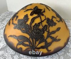 Antique Cameo Glass Lamp Shade Mushroom Dome 14 Art Nouveau Floral Galle Style