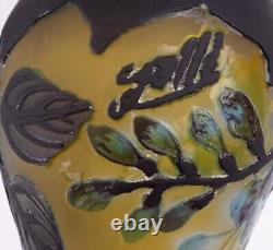 Antique Cameo Style Galle TIP Rare Black & Yellow Buds & leaves