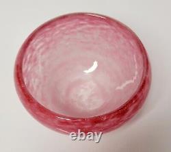 Antique Charles SCHNEIDER French ART DECO Pink Cluthra Signed Art Glass Bowl